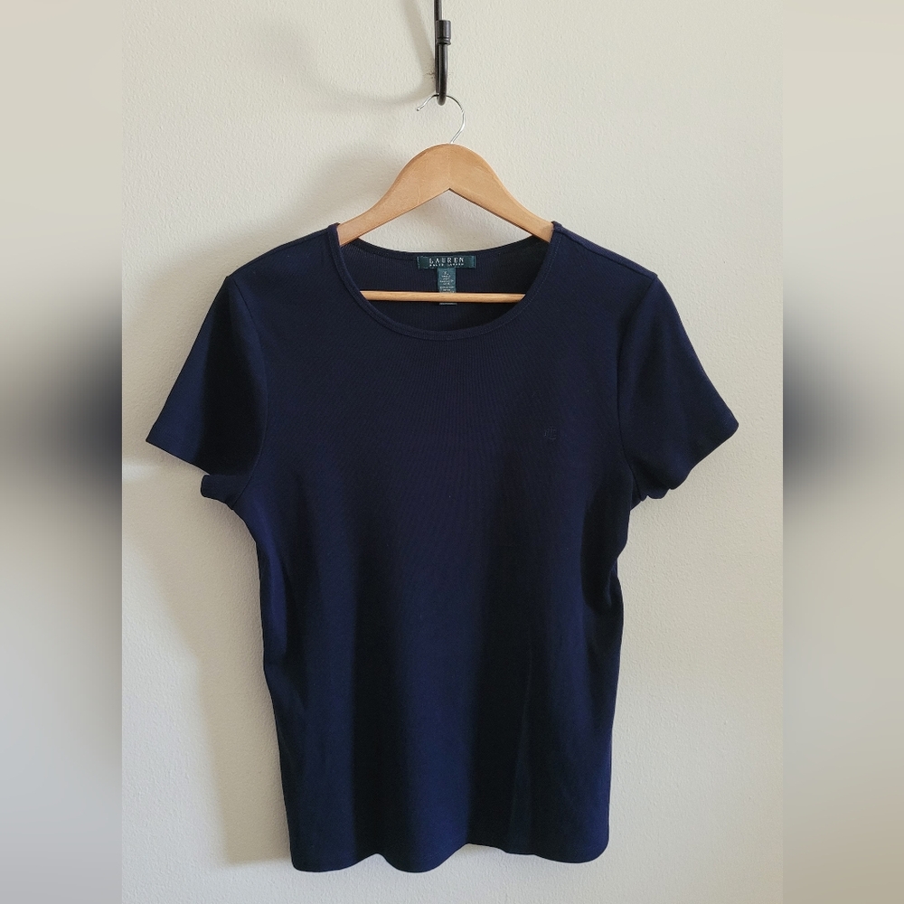 Ralph Lauren Classic Cotton Crewneck Tshirt, Women's XL, Navy Blue